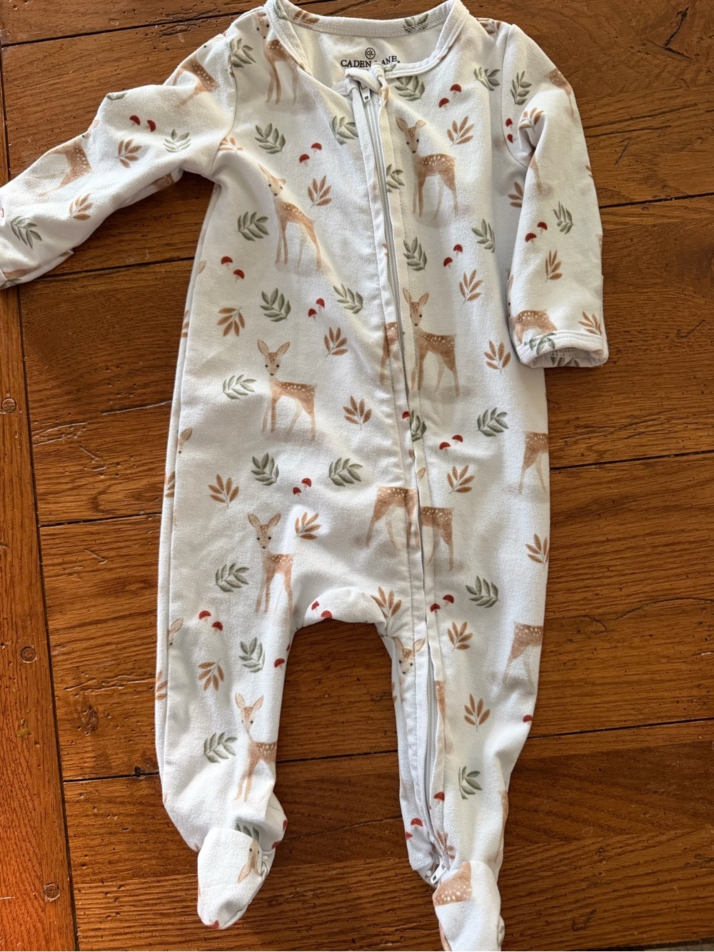 Caden Lane Cream Deer Print Footed One-Piece
